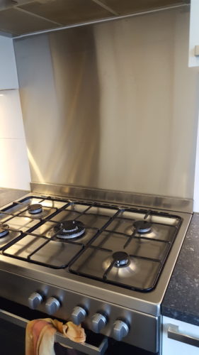 RVS Plaat 304 achter gasfornuis
